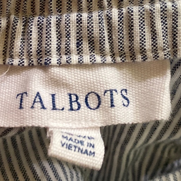 Talbots Linen Blend Striped Wide Leg Pants - Picture 10 of 11
